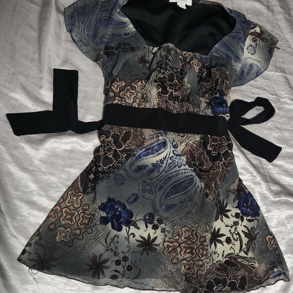 dressbarn Multicolor Paisley Floral Short Sleeve Blouse